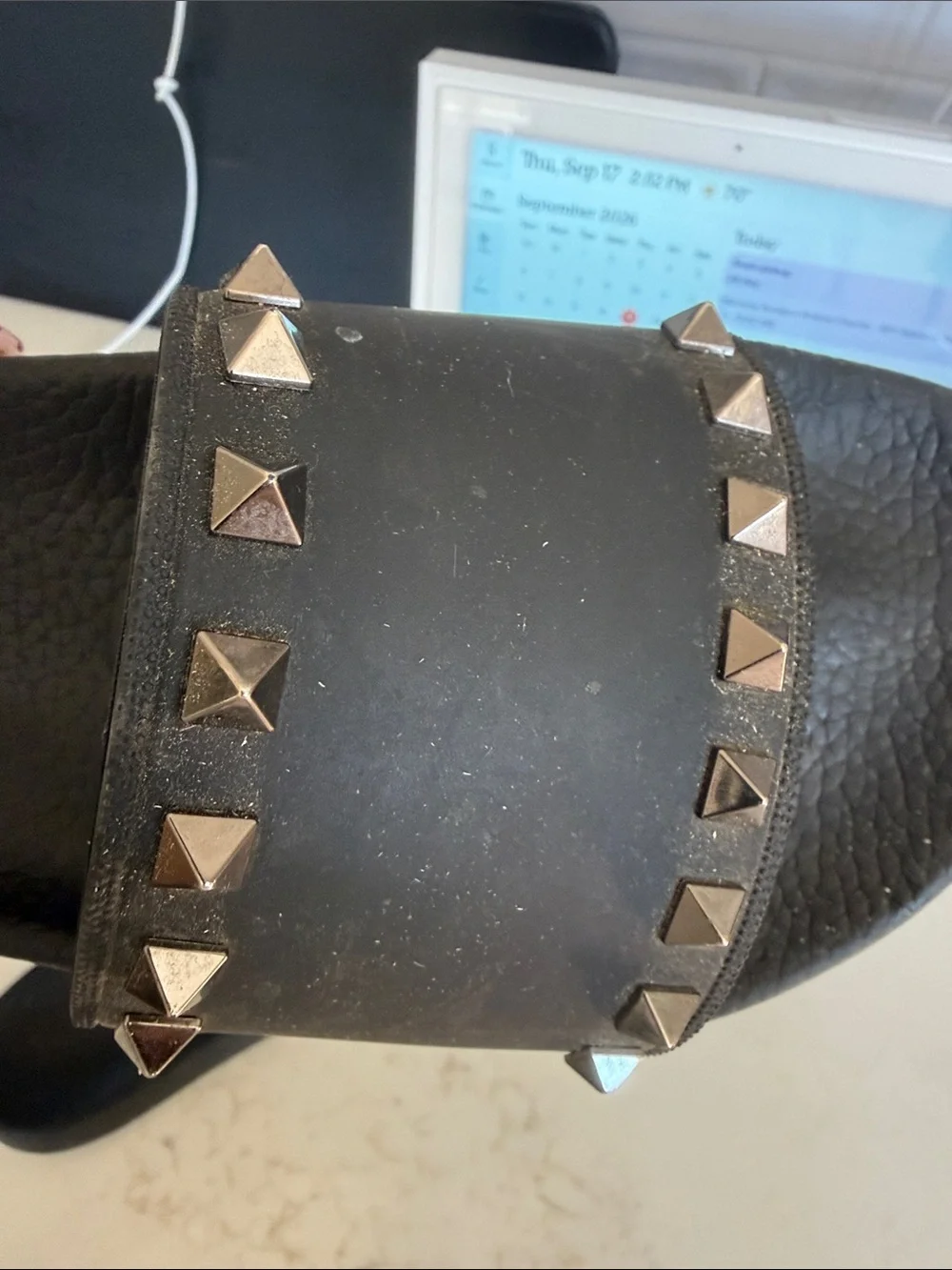 Valentino Black Studded Slide Sandals